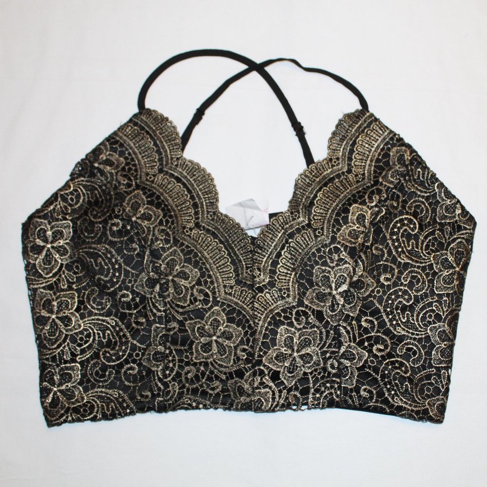 Crop Top Gold Lace/ Black